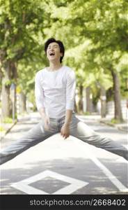 Japanese man hopping