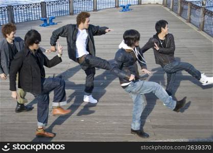 Japanese men dancing