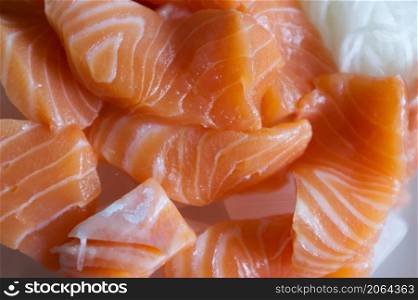 Japanese menu is salmon sashimi.
