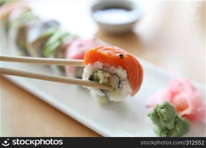 japanese mix rolls with row fish