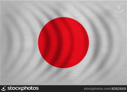 Japanese national official flag. Patriotic symbol, banner, element, background. Correct colors. Flag of Japan wavy with real detailed fabric texture, accurate size, illustration