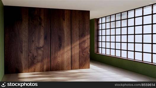 japanese on green room japan tropical desing and tatami mat floor.3D rendering