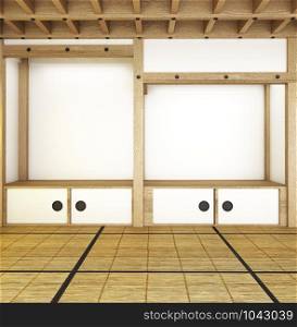 Japanese room interior - modern empty room style - roof design. 3D rendering
