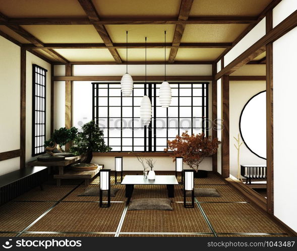 Japanese room, Kyoto zen style. 3D rendering