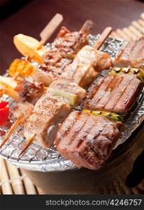 Japanese skewered meat .Japanese Cuisine - Kebab
