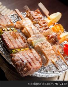 Japanese skewered meat .Japanese Cuisine - Kebab