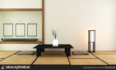 Japanese style - Room interior design. 3D rendering