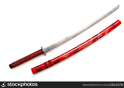 Japanese sword takana isolated on white