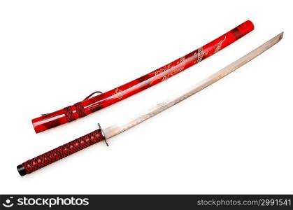 Japanese sword takana isolated on white