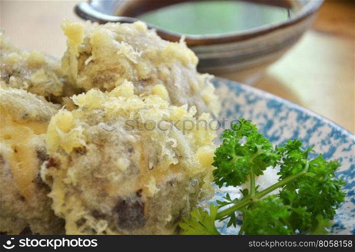 Japanese tempura with fresh mushroom deep fried