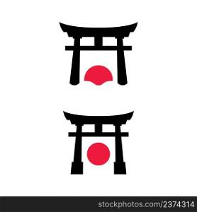 Japanese Torii gate illustration, simple Torii gate sign logo design vector