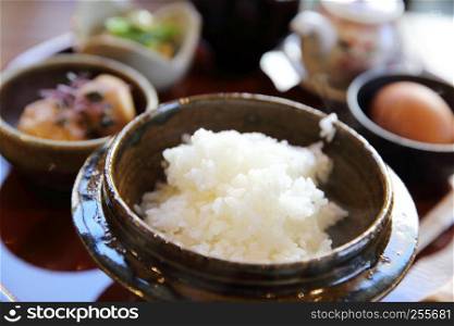 Japanese traditional food mixes a raw egg and rice