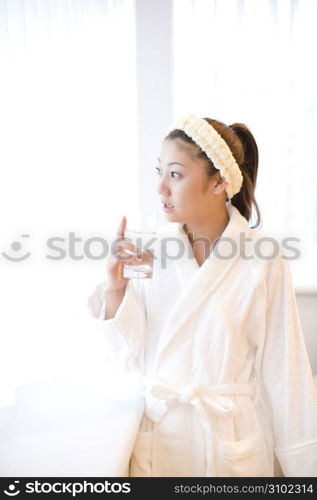 Japanese woman after taking a bath