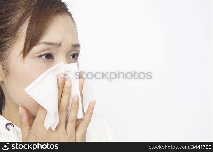 Japanese woman caught a cold