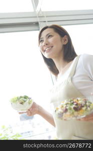 Japanese woman cooking