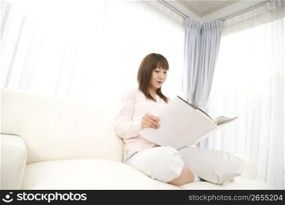 Japanese woman reading a book