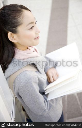 Japanese woman reading a book