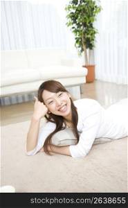 Japanese woman relaxed in the room