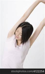 Japanese woman stretching