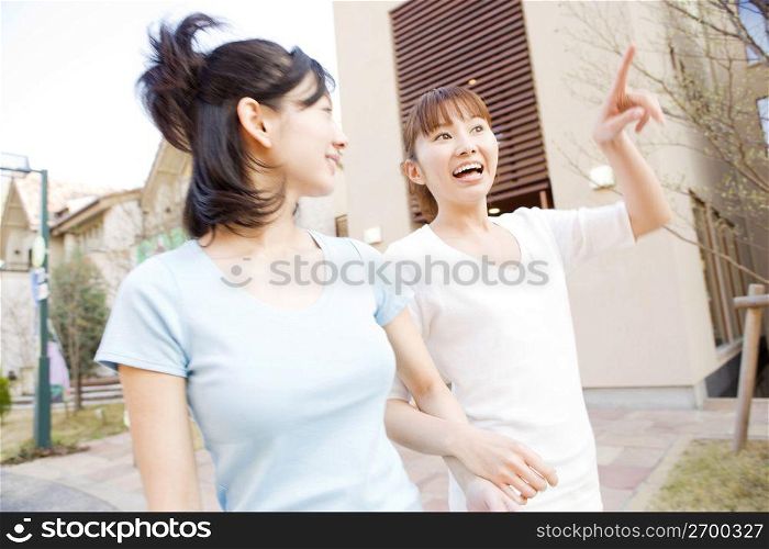 Japanese women taking a walk