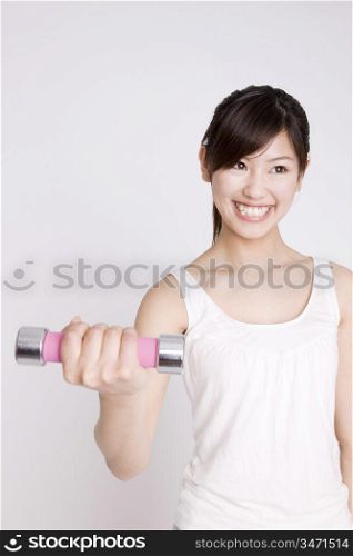 Japanese young woman doing exercise