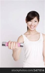 Japanese young woman doing exercise