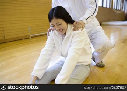 Japanese young woman doing stretching