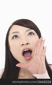 Japanese young woman shouting