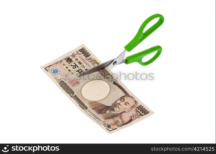 Japanische Yen Geldscheine. Wahrung in Japan. Steuern und Abgaben.