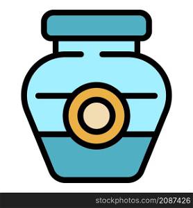 Jar caramel icon. Outline jar caramel vector icon color flat isolated. Jar caramel icon color outline vector