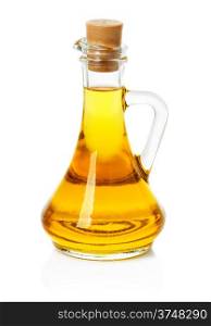 jar, decanter with olive or sunflower oil isolated on the white background