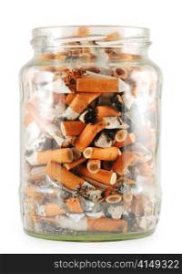 jar of cigarettes isolated on white
