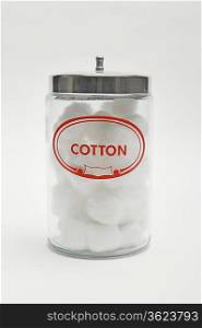 Jar of cotton wool balls