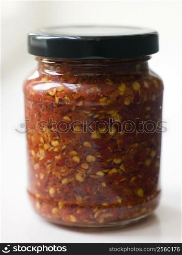 Jar of crushed chillies