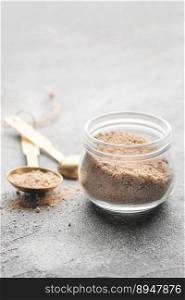Jar of Hickory smoked  sea salt.  Healthy food concept. Speciality salt.