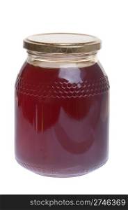 jar of homemade honey isolated on white background