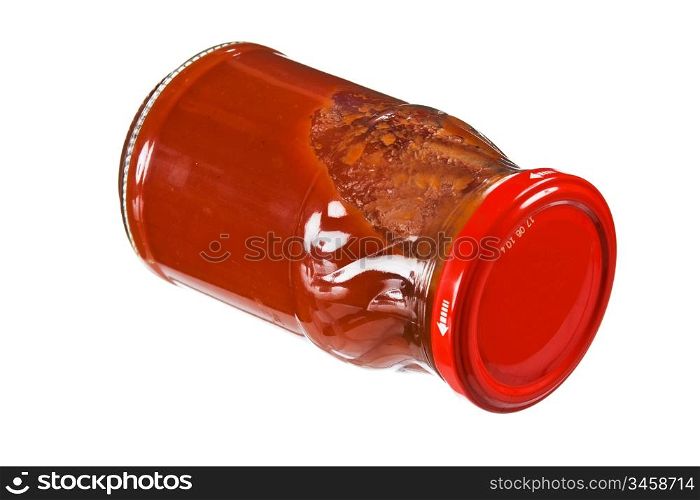 jar tomato paste isolated on white background