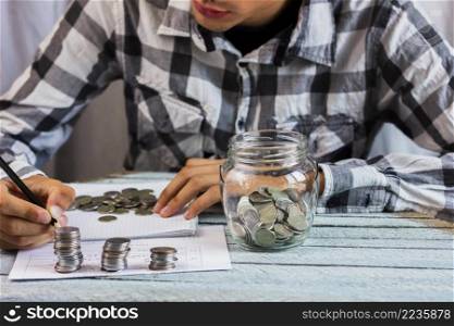 jar with savings coins table