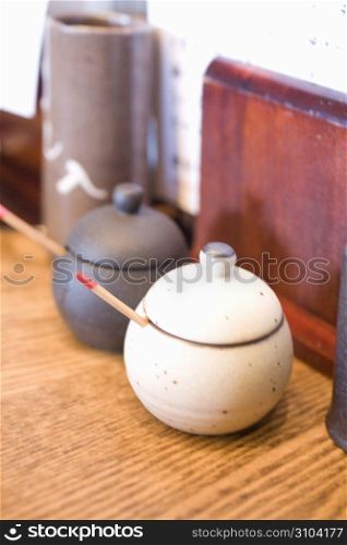 jars on a table