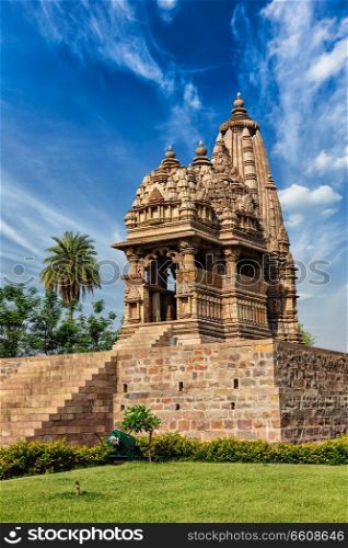Javari Temple in Khajuraho, Madhya Pradesh, India. Famous temples of Khajuraho with sculptures, India