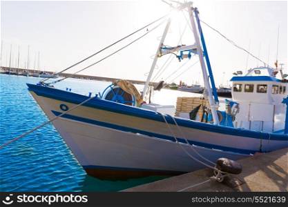 Javea Xabia fisherboats in port at Mediterranean Alicante of Spain
