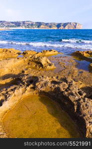 Javea Xabia Muntanyar beach Tosca stone at Alicante Mediterranean Spain