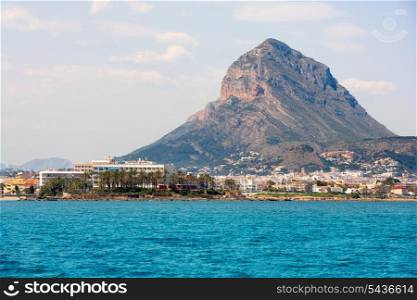 Javea Xabia port marina with Mongo mountain in Alicante Spain