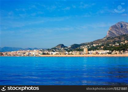 Javea Xabia skyline view from Mediterranean sea Alicante Spain