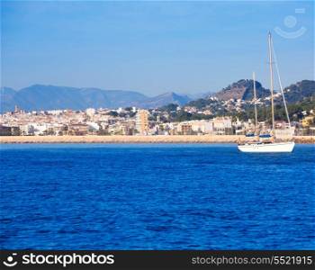 Javea Xabia skyline view from Mediterranean sea Alicante Spain