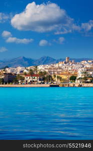 Javea Xabia skyline view from Mediterranean sea Alicante Spain