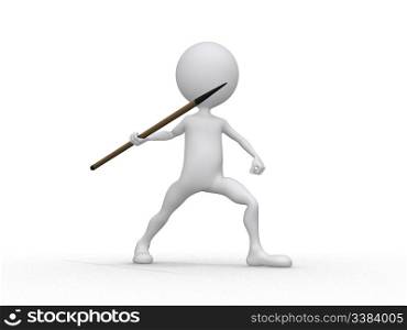 Javelin throwing (3d on white background sports characters series)