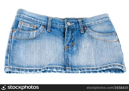 Jeans mini skirt on white background type behind