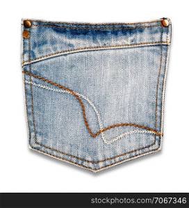 Jeans pocket isolated on the white background with clipping path