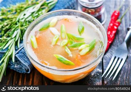 jellied meat with vegetables in glass bowl